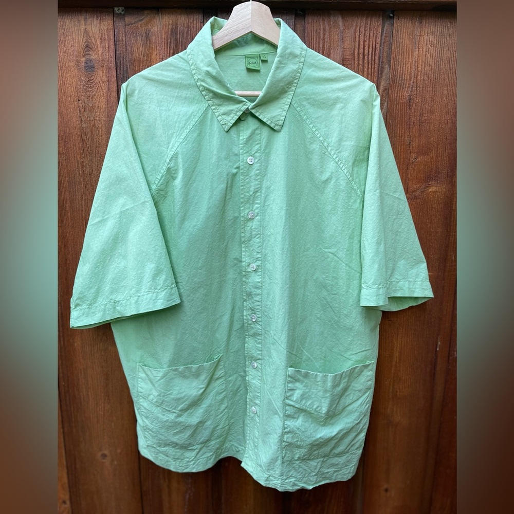 PAA SS SHIRT THREE LIME GREEN NYCO TYPEWRITER CLOTH MENs XL MADE IN USA C’H’C’M’